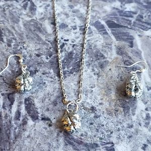 Brain necklace and earring set rockabilly style punk rock goth